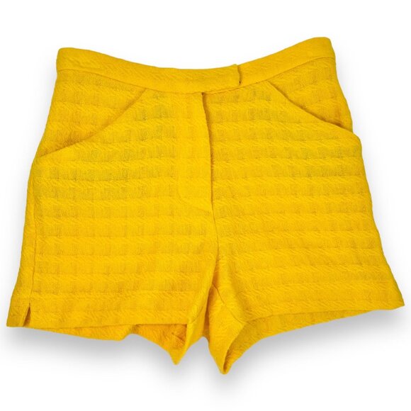 Tucker Womens Yellow Woven Textured Knitted High Waist Shorts Petite / XS / 25" - Picture 1 of 12